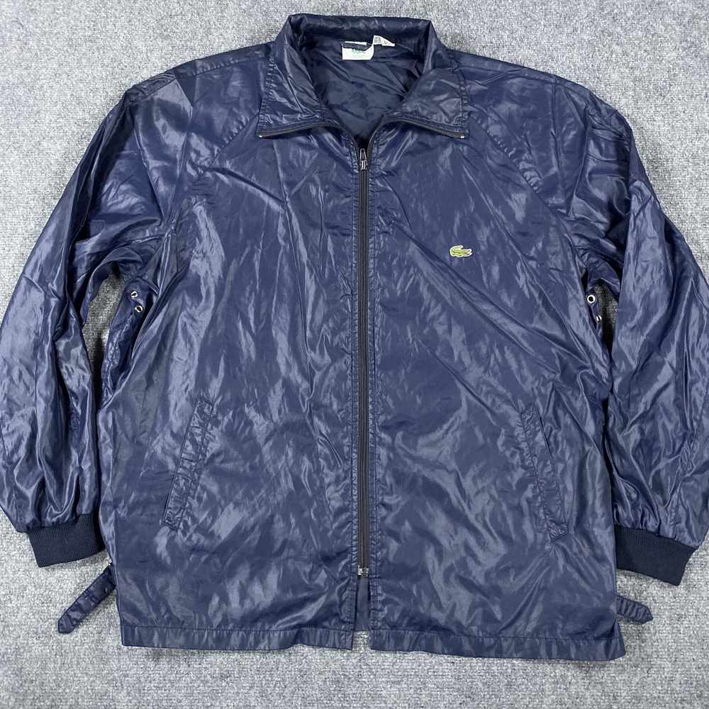 Vintage IZOD Lacoste Nylon Jacket Mens XL Blue‎ Windbreaker Buckle Vent 90s 80s